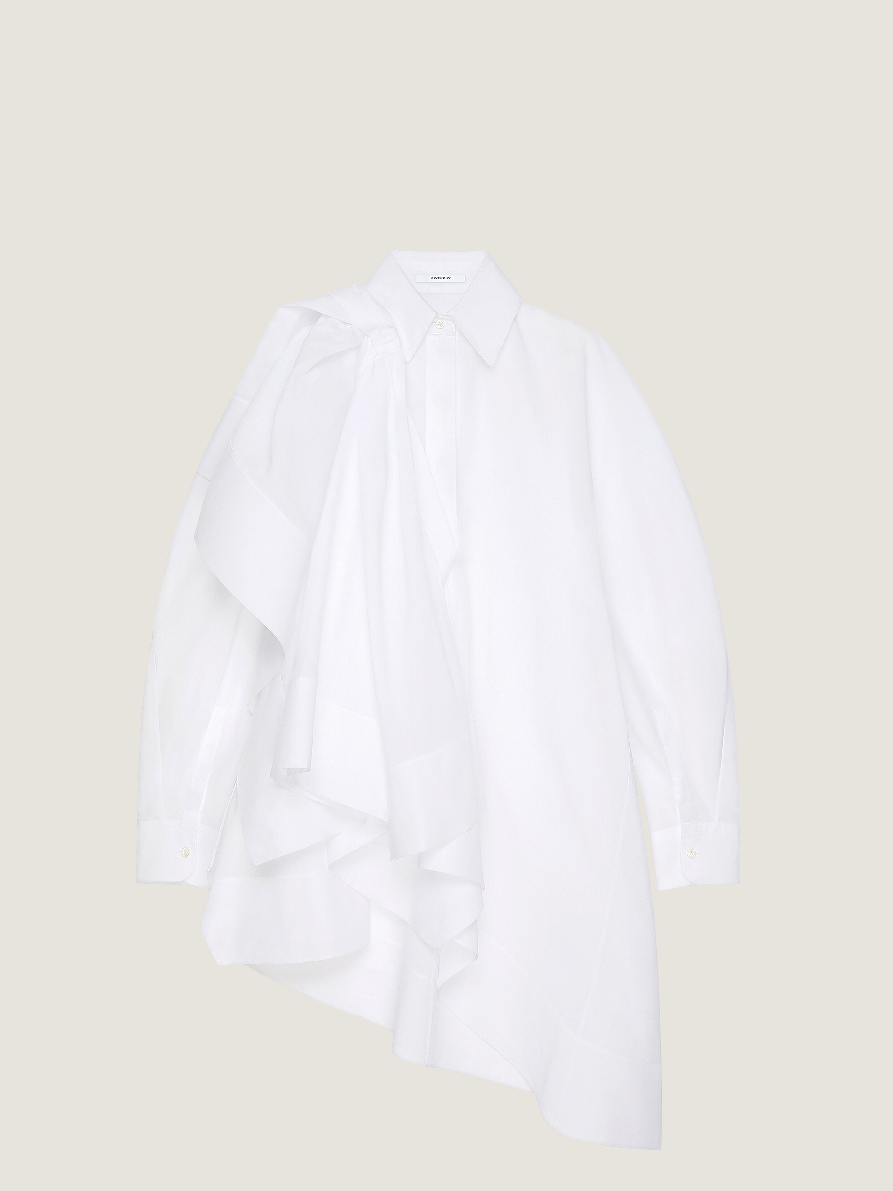 Asymmetric shirt dress in cotton with bow detail